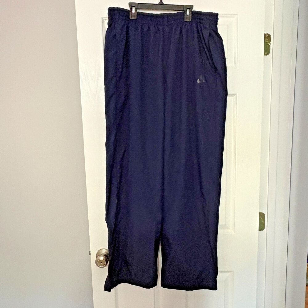 Vintage Nike Track Pants Mens XXL Blue 90s Lined Windbreaker Zip Ankles Y2K Logo